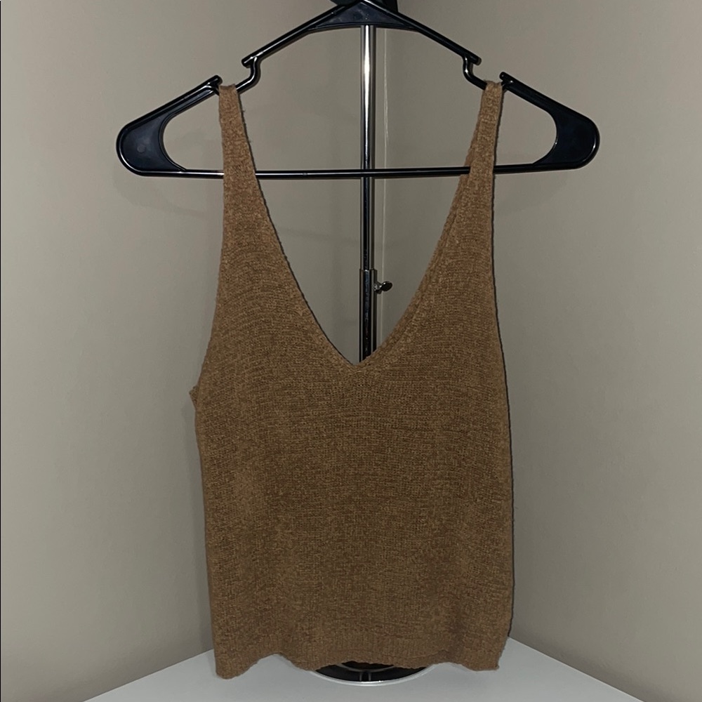 Brown Knit Sleeveless Top